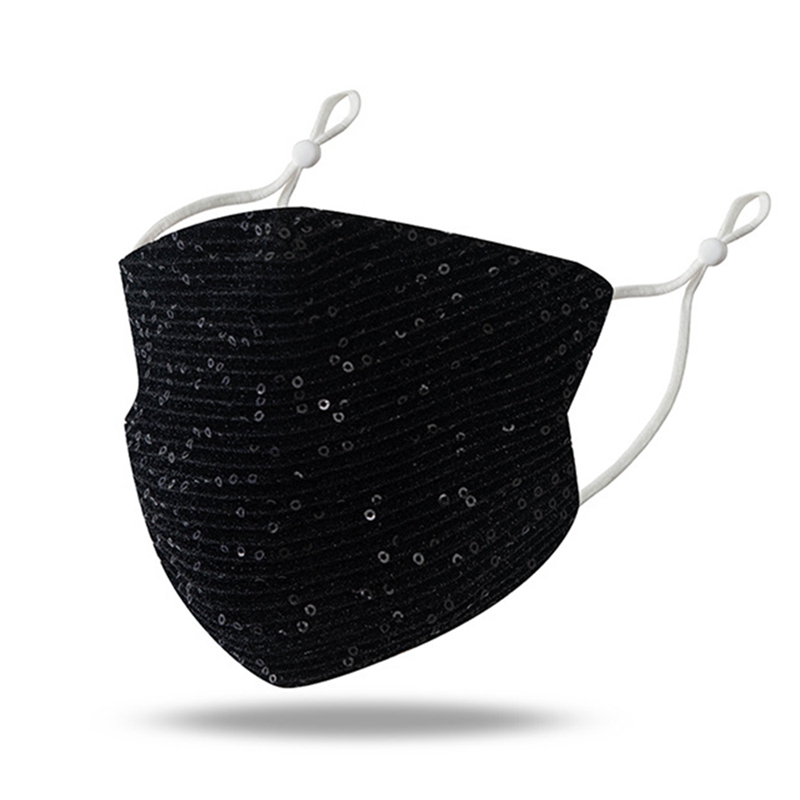 Khẩu Trang Chống Bụi Vải Cotton Đính Kim Sa Lấp Lánh Có Thể Tái Sử Dụng