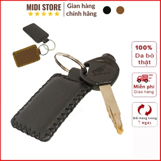 Móc khóa da bò thật phụ kiện trang trí sang trọng handmade, móc chìa khóa xe mk01