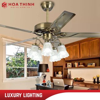 Quạt đèn trần 5 bóng cánh sắt HTQ-10