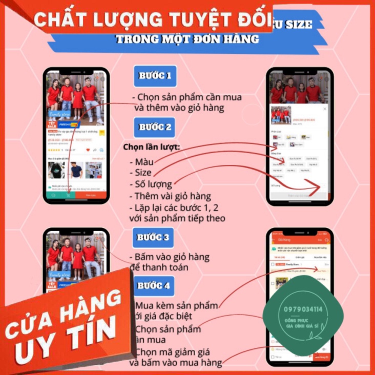 Áo thun giá sỉ Áo gia đình 3/4/5 người có cổ chất đẹp