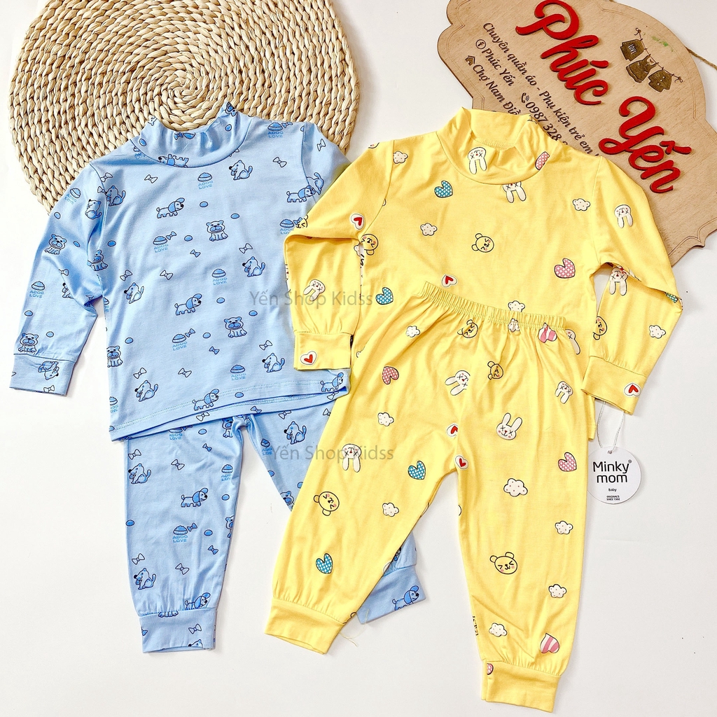 Bộ Dài Tay Cổ 3 Phân  Hàng Minky Mom In Họa Tiết Cừu Trắng-Ngôi Nhà Đỏ Cho Bé ( 7-19kg) (SP001315)