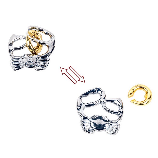 Đồ chơi trí tuệ_Thử thách trí não_Cua và Cá - Hanayama Puzzle_Hack não_Rèn luyện Tư duy Logic_Giải mã sắt Nhật Bản_IQ200