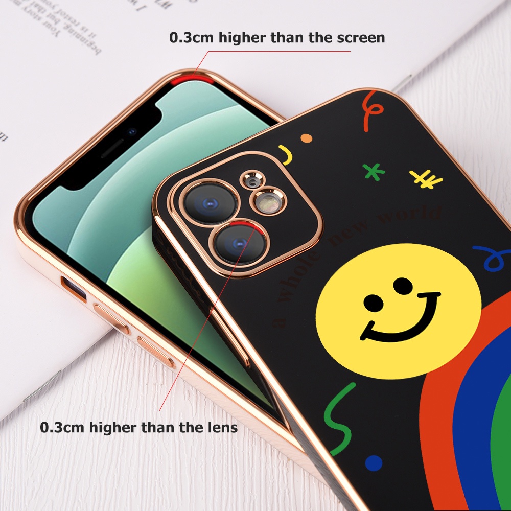 Ốp Điện Thoại Góc Vuông In Hình Cầu Vồng Mặt Cười Cho Samsung Galaxy S21 S22 Plus Ultra S21 FE 5G