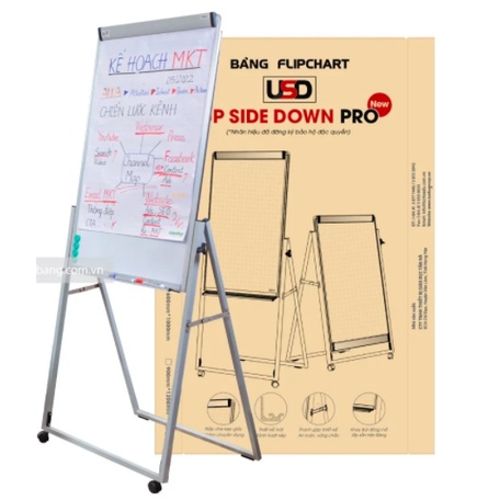 BẢNG FLIPCHART UPSIDEDOWN PRO ,Bảng flipchart văn phòng viết bút lông chân chữ U cao cấp không dòng kẻ kích thước 60x100