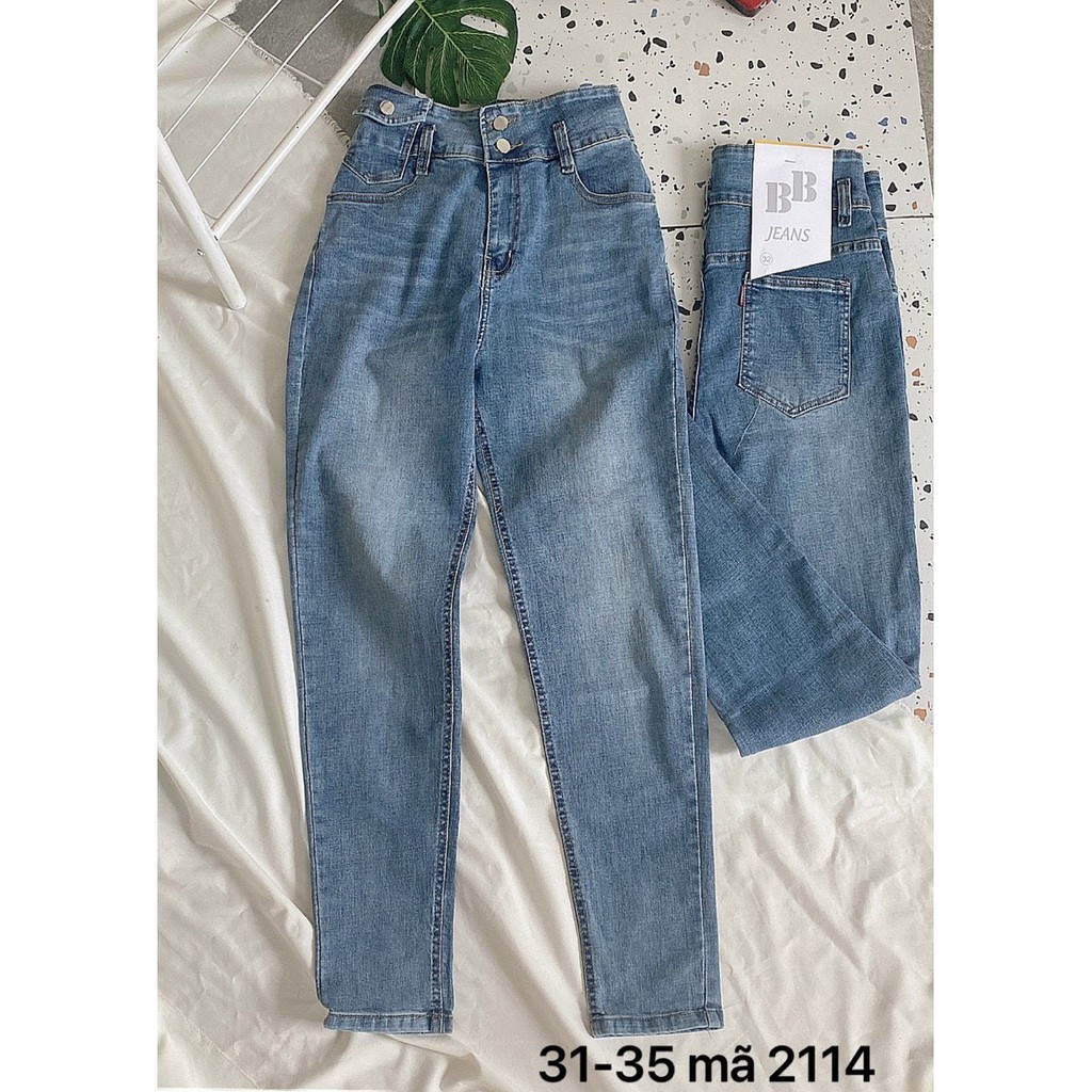 Quần jean nữ lưng cao siêu co giãn kiểu túi nắp có 2 nút size 40kg đến 80kg hàng VNXK thời trang bigsize 2KJean MS2114