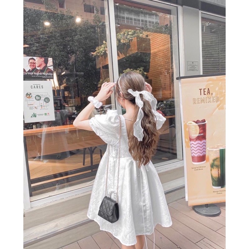 [Mã FAGREEN1505 giảm tới 30K đơn 99K] ĐẦM BABYDOLL HỞ LƯNG CHẤT GẤM VÂN HOA NỔI | BigBuy360 - bigbuy360.vn