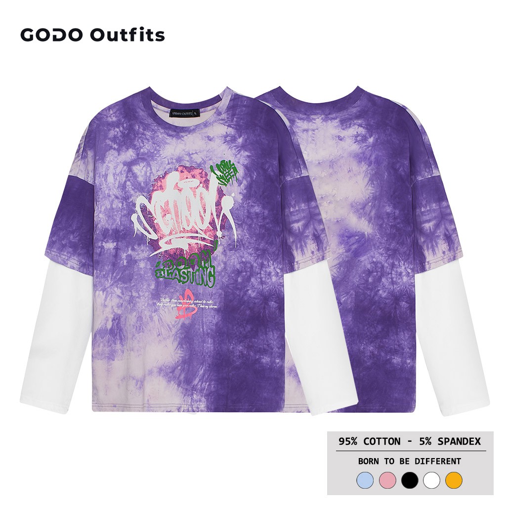 Áo Thun Tay Dài Nam Nữ Form Rộng GODO OUTFITS Phối Tay In Chữ TD008 LOCAL BRAND streetwear unisex