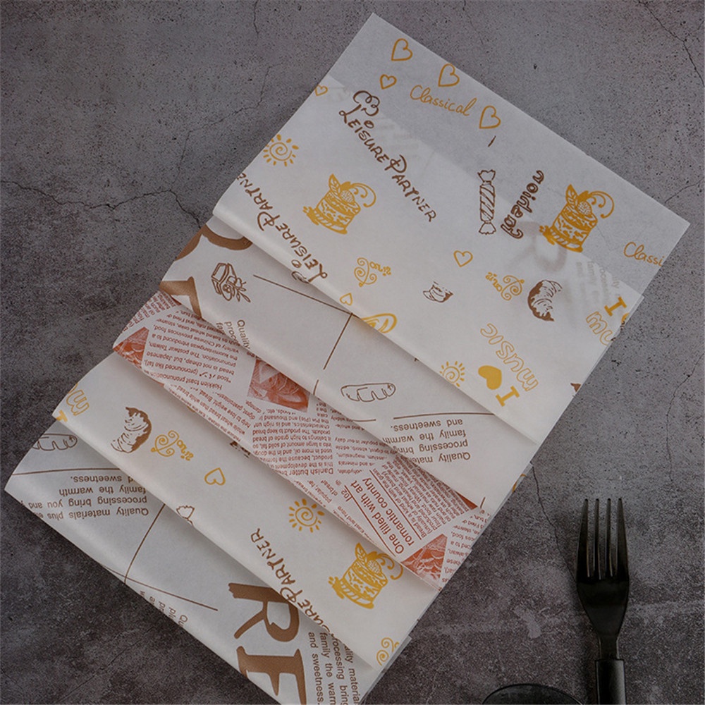 50 tờ giấy đựng bánh 18x18cm chống dầu tiện lợi