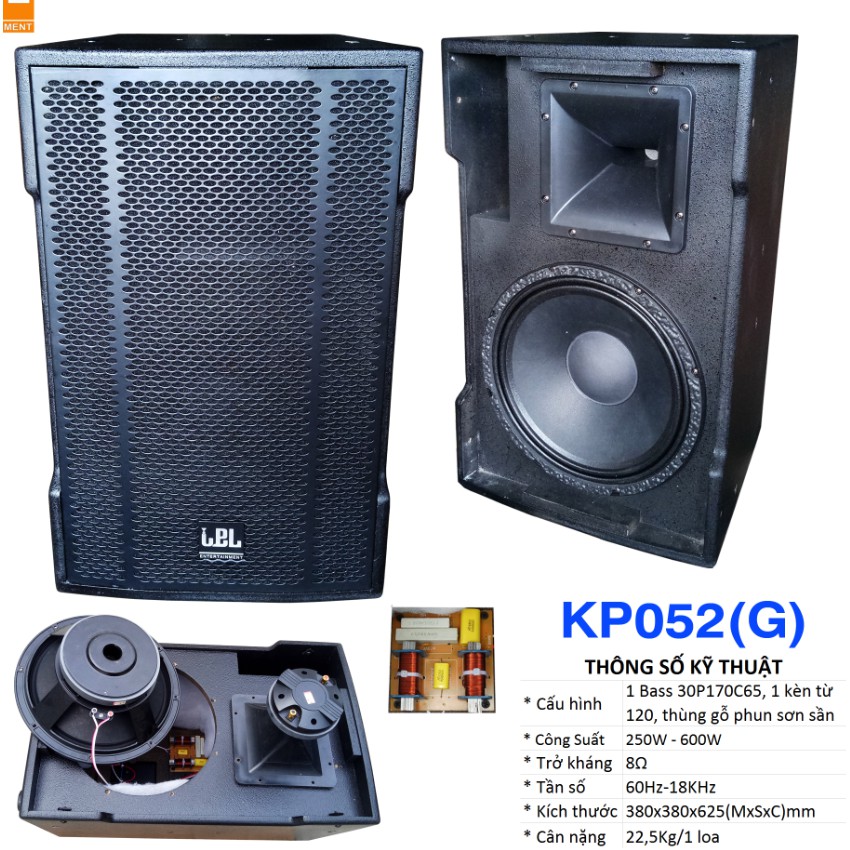 Loa JBL KP052(G) 2 loa: 1 Bass 30P170C65 XN, 1 Kèn P120 titan xịn