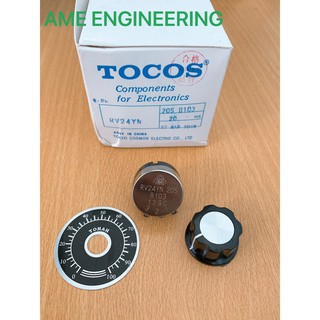 Biến trở Tocos 10KOhm, 1 vòng quay kèm núm vặn và thang chia vạch