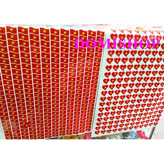 Lẻ miếng dán sticket trái tim - lá cờ