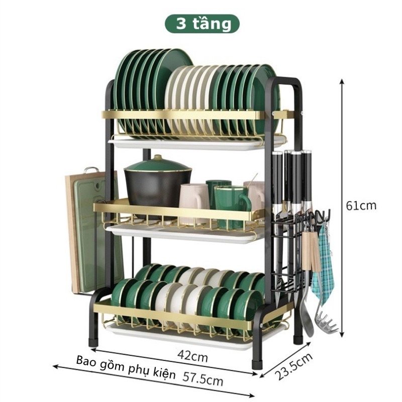 Kệ bát 3 tầng đa năng thông minh. Có khay hứng nước. Freeship