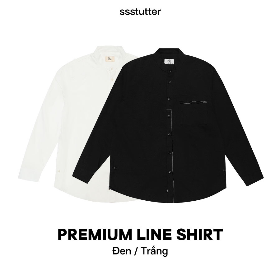 Áo sơ mi dáng suông SSSTUTTER thiết kế nổi bật viền túi vải cotton thoáng mát Premium Line Shirt | BigBuy360 - bigbuy360.vn