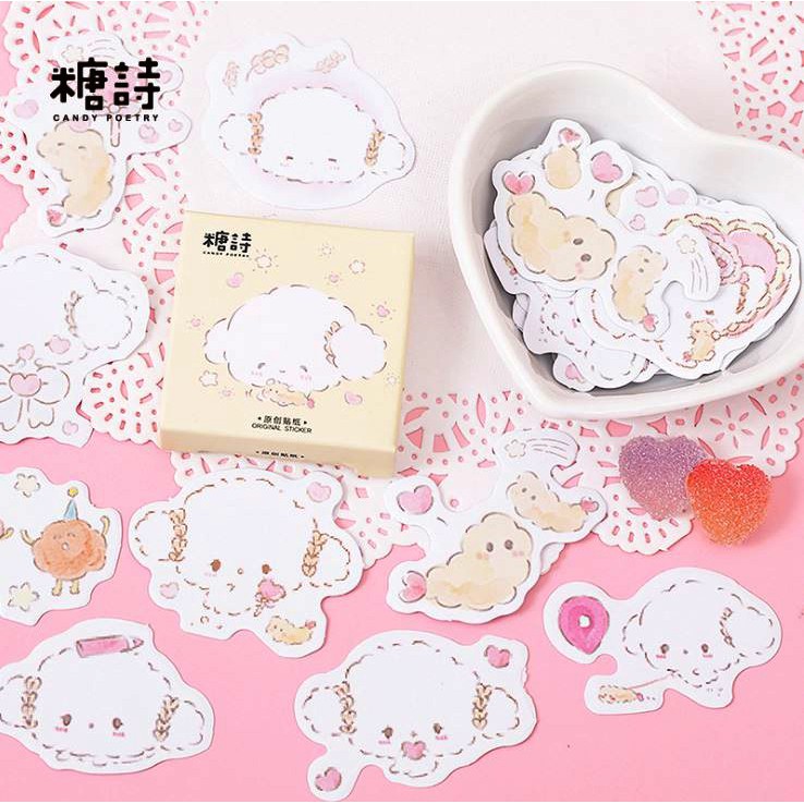 Bộ 45 Sticker Hàn Quốc hình Cún Dễ Thương dán trang trí E92