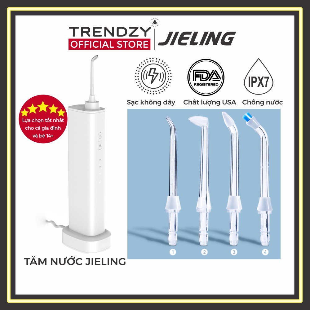[Mã 252FMCGSALE giảm 8% đơn 500K] Xiaomi Jieling - Máy tăm nước cầm tay cao cấp 4 đầu vòi, chống nước IPX7