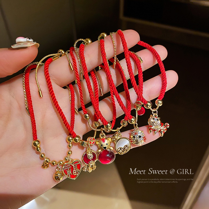 Belongs Vòng Tay Dây Bện Màu Đỏ Năm Mới Phong Cách Cung Hoàng Đạo 2021 Cho Nữ