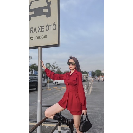 SET SƠMI ĐỎ QUẦN SHORT TRENDY TẾT ELVES