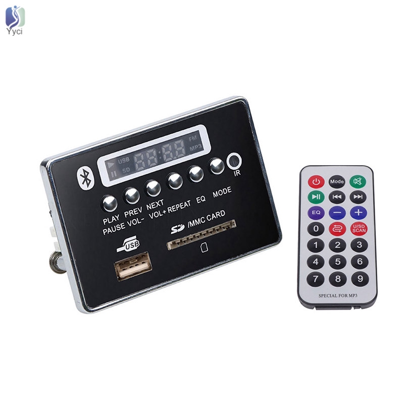 Yy MP3 Bluetooth Decoder Module Board with Remote Controller WMA WAV FM Radio AUX 5V/12V @VN