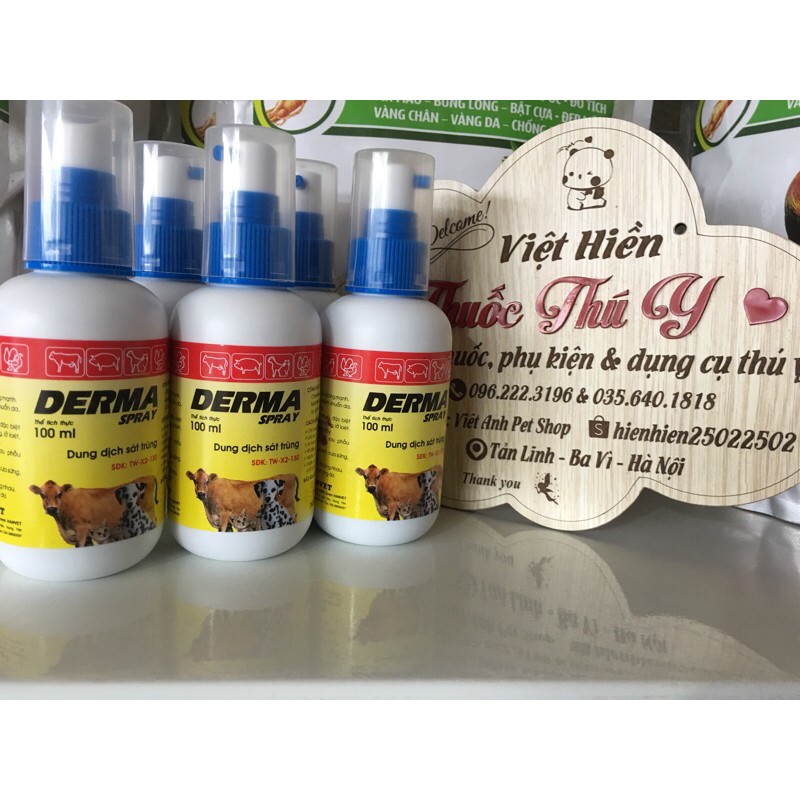 Dung dịch sát trùng-100ml-xịt ngoài da, xanhtilen-Derma-Hanvet