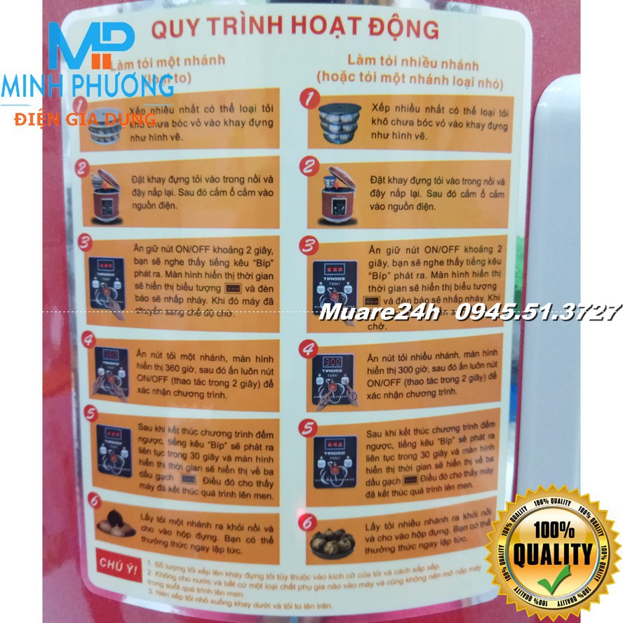 Bảo hành 12 Tháng Máy Làm Tỏi Đen Tiross TS907