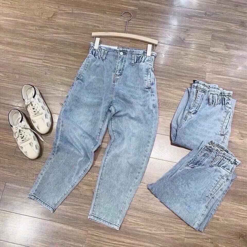 [ Mã FAMAYWA giảm 10K đơn 50K] Quần baggy bò lưng chun co giãn chất liệu denim dày dặn dáng lửng phong cách hàn quốc | BigBuy360 - bigbuy360.vn