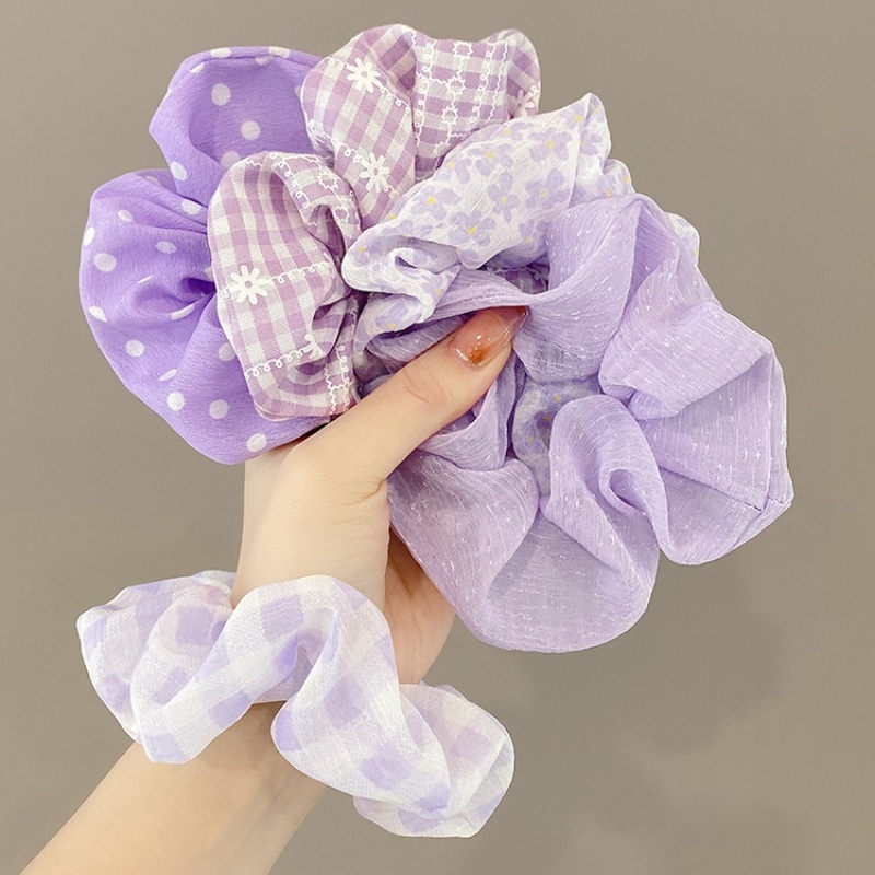 Dây Cột Tóc Co Giãn Màu Tím Đơn Giản Thời Trang Phong Cách Hàn Quốc Cho Nữ