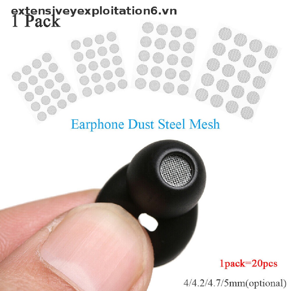 Túi 20 lưới thép dán chống bụi bẩn dành cho tai nghe 4mm/ 4.2mm/ 4.7mm/ 5mm tiện lợi