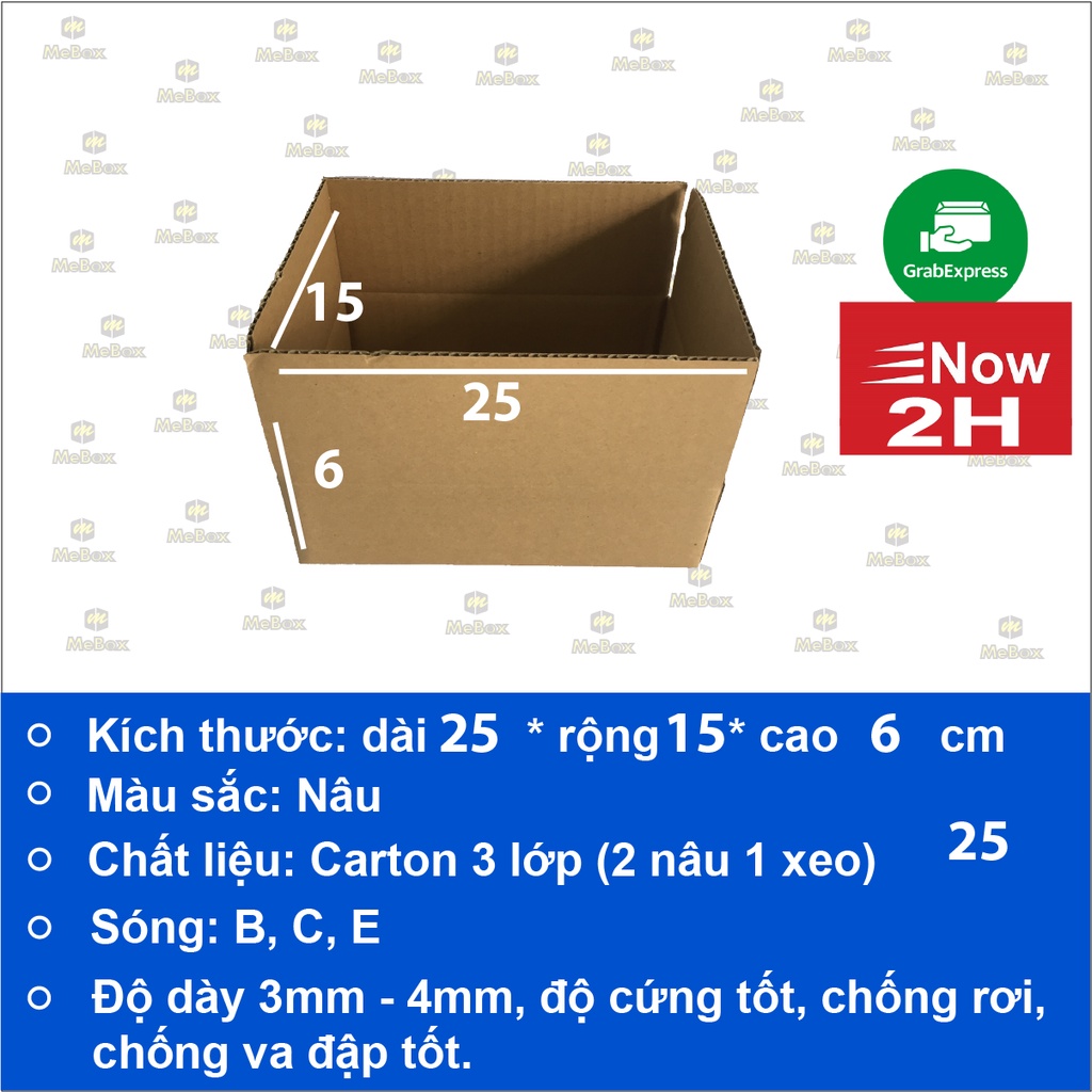thùng hộp carton 25x15x6 bộ 10 cứng cáp
