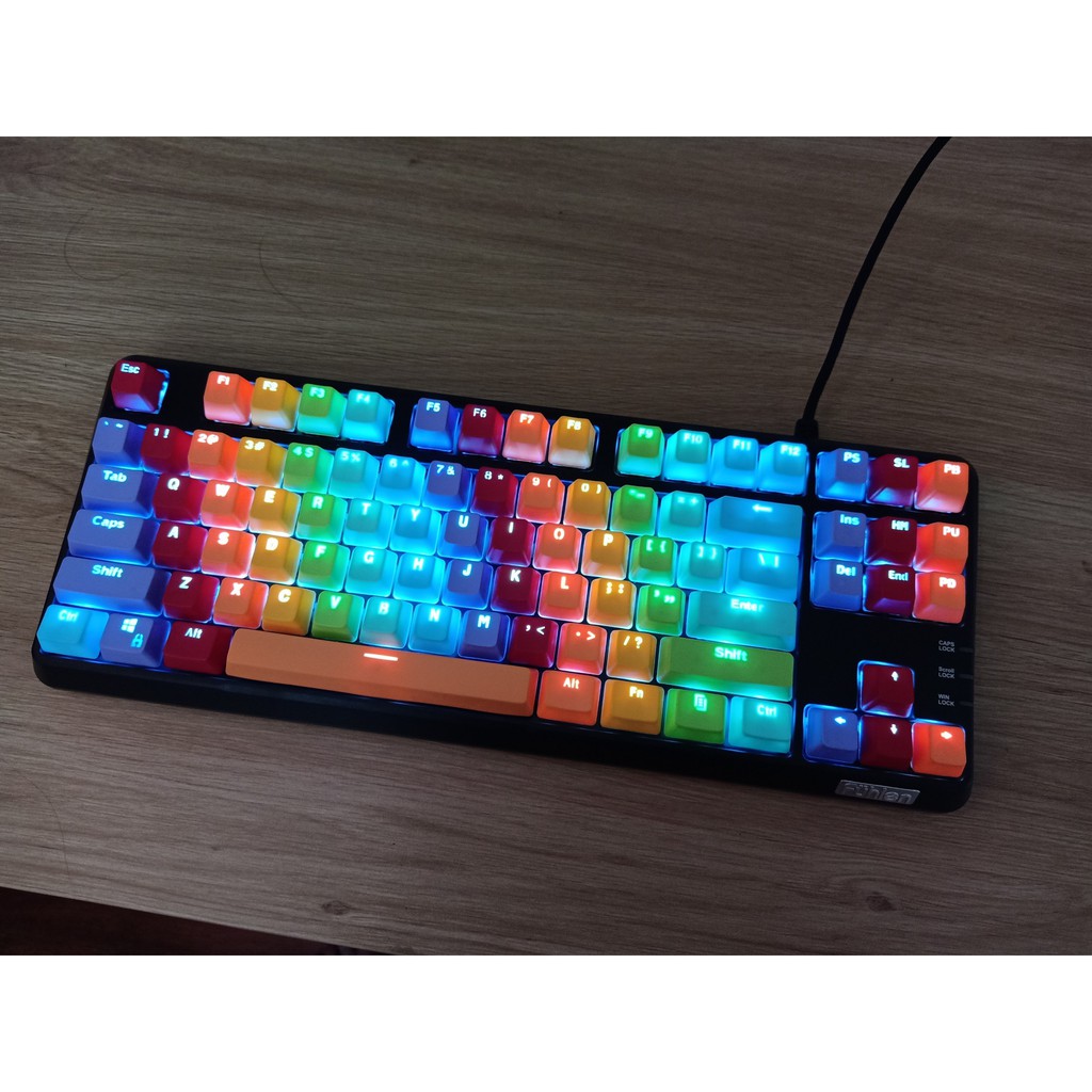 Bàn phím cơ Fuhlen M87s bản keycap pbt Rainbow