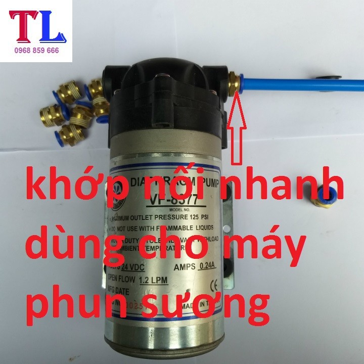 Đầu nối đồng ren ngoài 17mm nối với ống phun sương 8mm