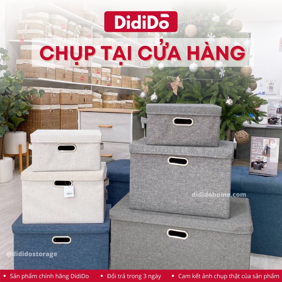 Hộp đựng đồ quai sắt DidiDo màu xám, hộp đựng chăn màn, sách vở, quần áo