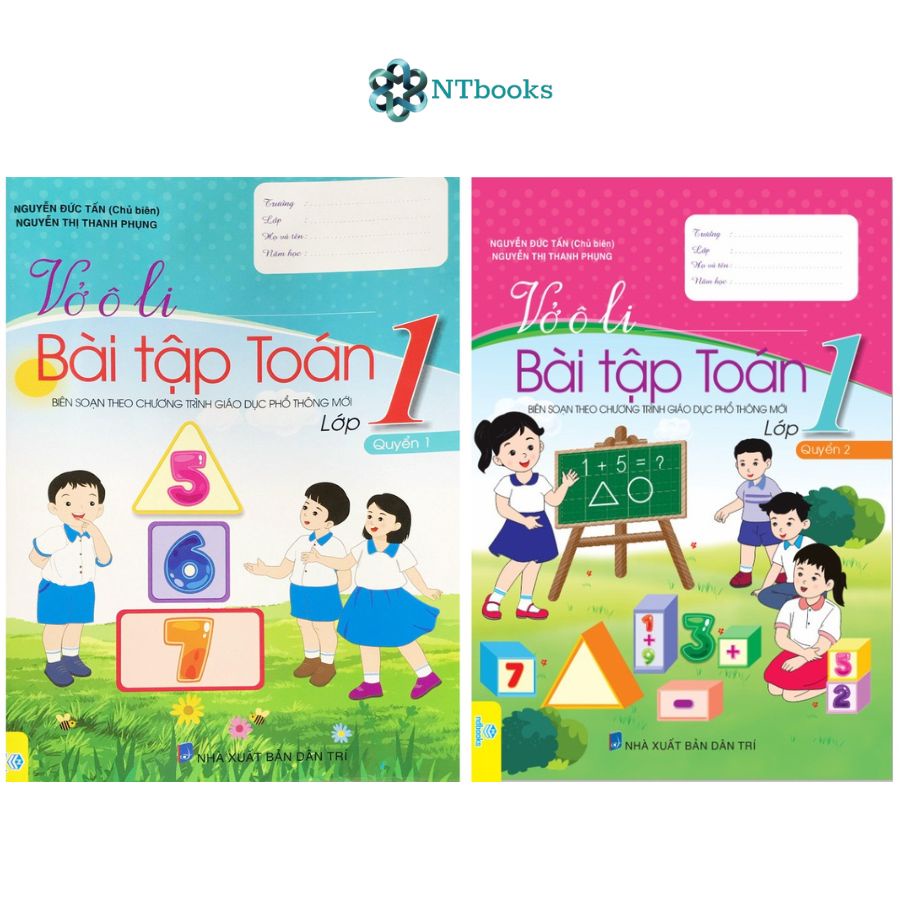 Sách Vở ô li Bài tập Toán 1 Quyển 1 + Quyển 2 - Biên soạn theo chương trình giáo dục phổ thông mới (Bộ 2 cuốn)