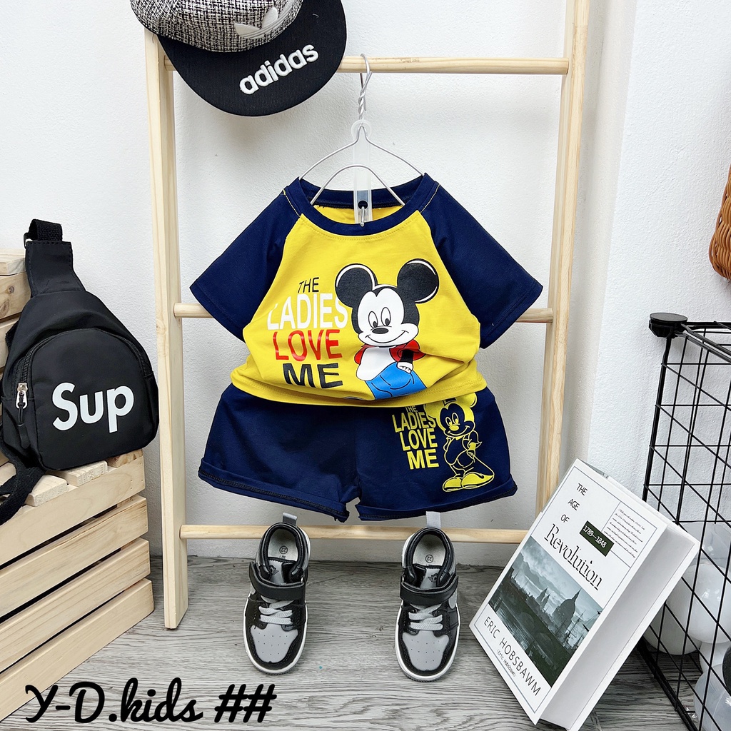 BOT14 - Bộ bé trai, bộ cộc tay bé trai, chất cottonin hình micky từ 8-21kg