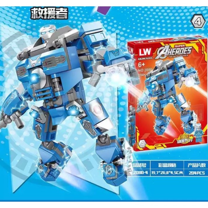 LW 2080 Avengers Steel Mecha Hero Đội Mỹ Little Pepper Lego Xếp Hình Khối Xây Dựng Lắp Ráp. Mô Hình Siêu Anh Hùng Ninja