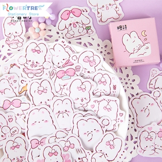 Flowertree Sticker Bộ 45 hình dán hình thỏ mũm mĩm trang trí nhật ký