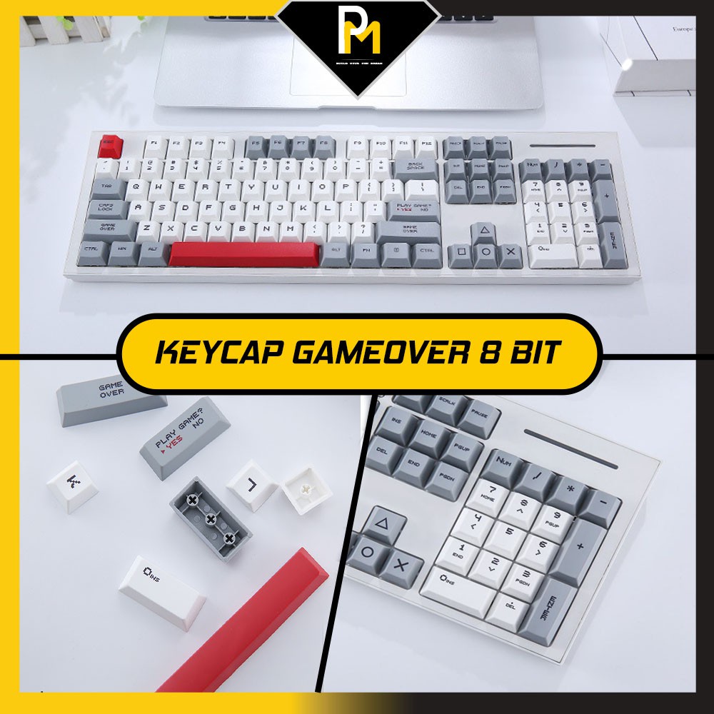 Keycap PBT cho phím cơ 8bit Game Over dyesub in 5 Cao cấp full phím 114 PCMASTER