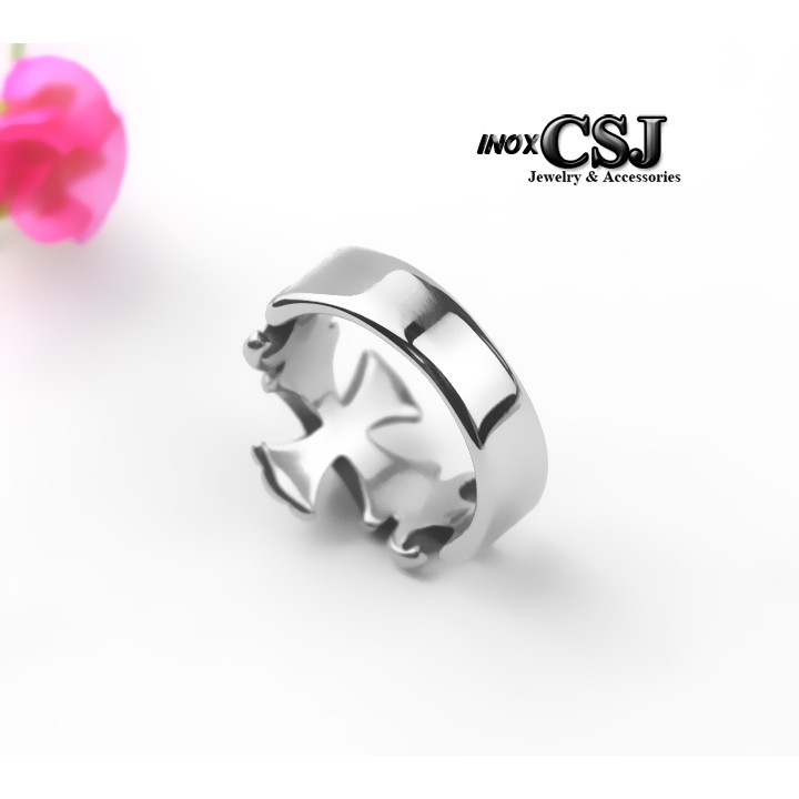 NHẪN NAM INOX THỜI TRANG CHROME HEARTS đẹp, không đen - tặng hộp đựng xinh xắn