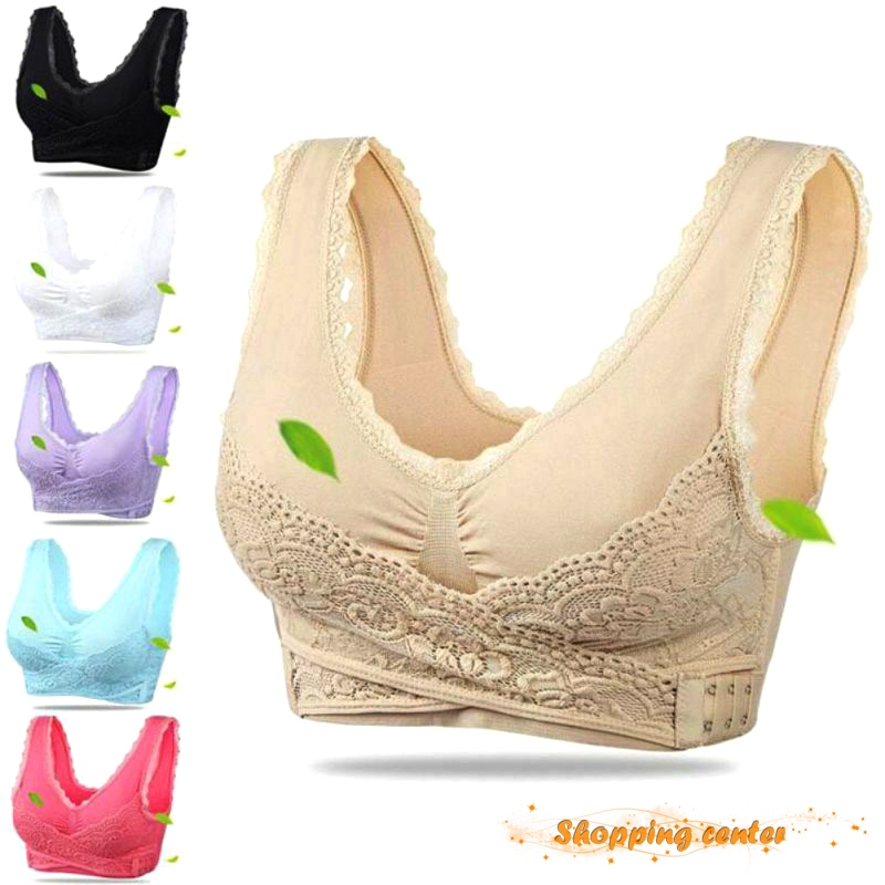 COD 1 Pcs Front Cross Side Buckle Wireless Lace Bra Breathable for Women Sport Yoga | BigBuy360 - bigbuy360.vn