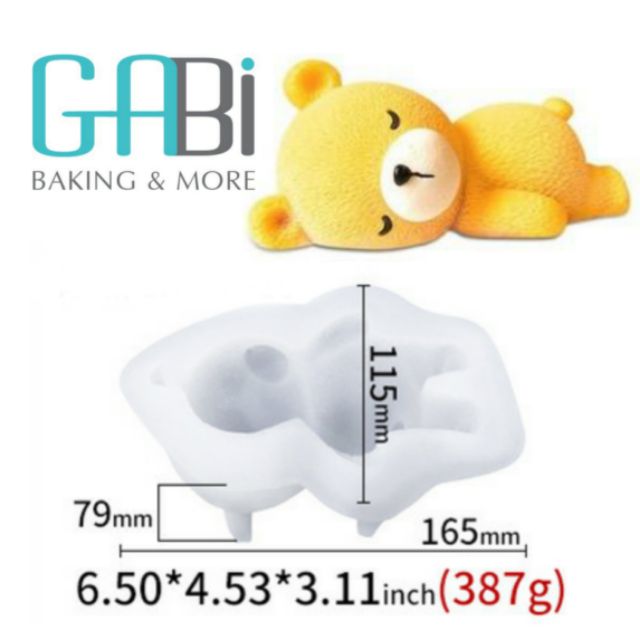 Khuôn silicon 4D hình gấu nằm ngủ