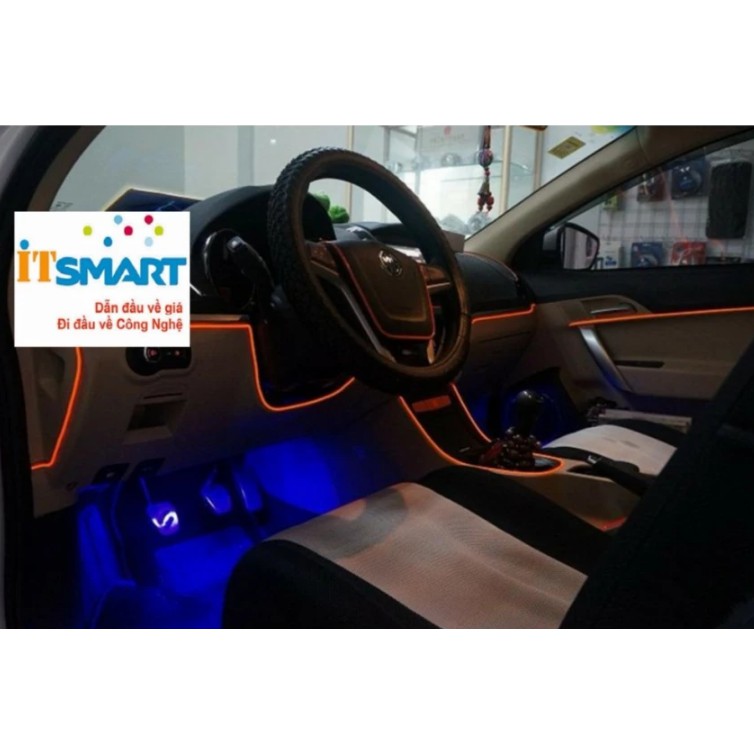Đèn led sợi quang viền đổi màu nội thất ô tô thay đổi nhiều màu (remote và 4 mét dây quang)