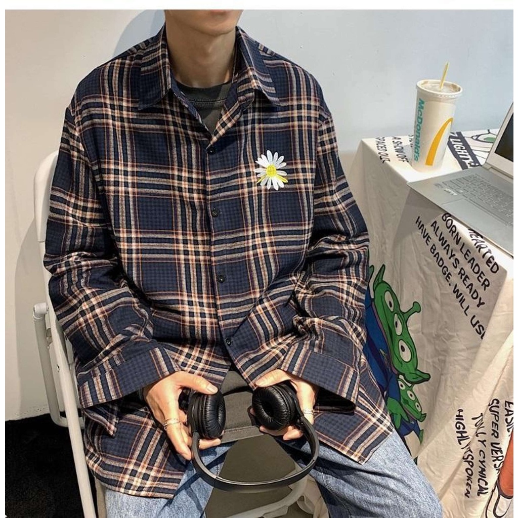 Áo Khoác Sơ Mi FLANNEL CARO Áo Chống Nắng Dài Tay Nhiều Mẫu Họa tiết Thêu Hoa Cúc