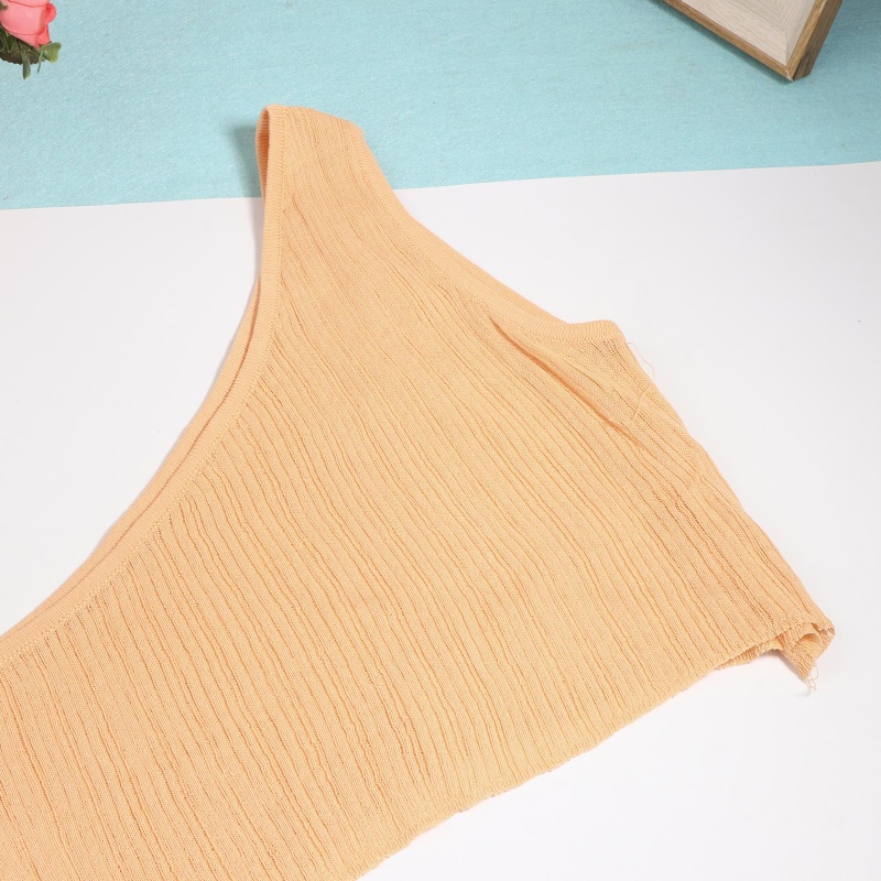 Áo Crop Top Dệt Kim Tay Ngắn Cổ Chữ V Phối Nút Đơn Giản