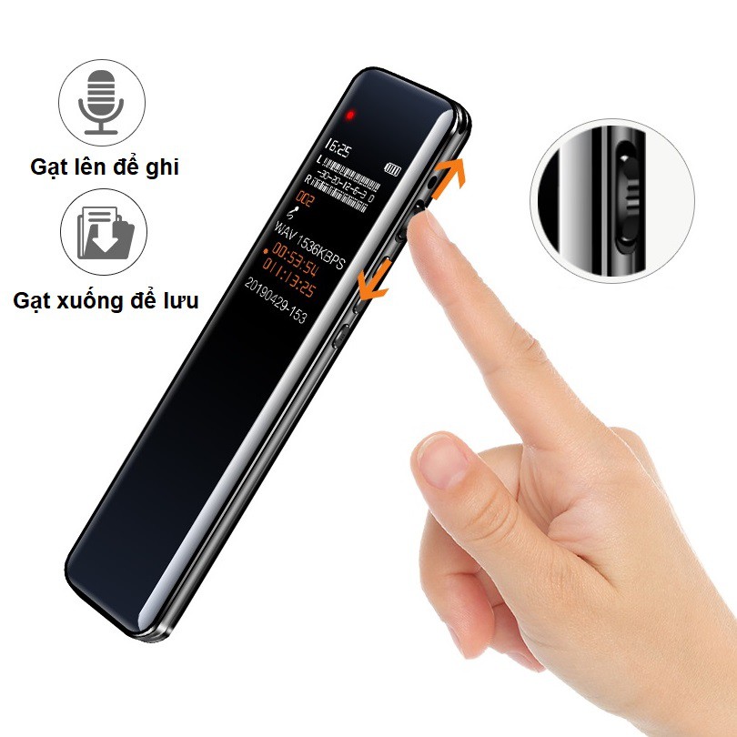 Digital Voice Recorder A618 - Máy ghi âm mini góc bo cong sang trọng bộ nhớ trong 8G
