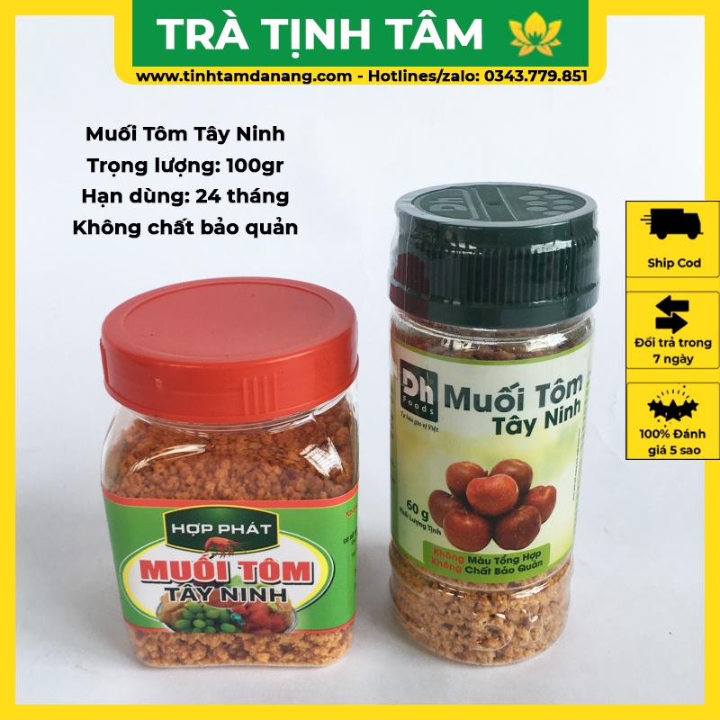 Muối tôm Tây Ninh sạch chấm hoa quả (3 Loại), hủ (60-100gr) đóng kín chất lượng thơm ngon, đặc sản Tây Ninh làm quà