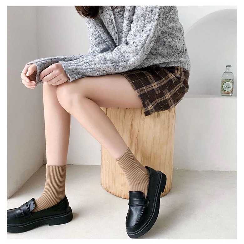 Vớ cotton Màu Sắc Đơn Giản Họa Tiết Kẻ Sọc Cho Nữ