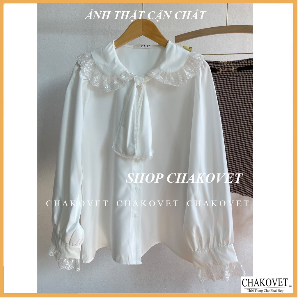 Áo sơ mi nữ dài tay màu trắng CKA870, áo kiểu nữ bánh bèo tay bồng cổ tròn thắt nơ phong cách hàn quốc mặc đi làm đi học | BigBuy360 - bigbuy360.vn