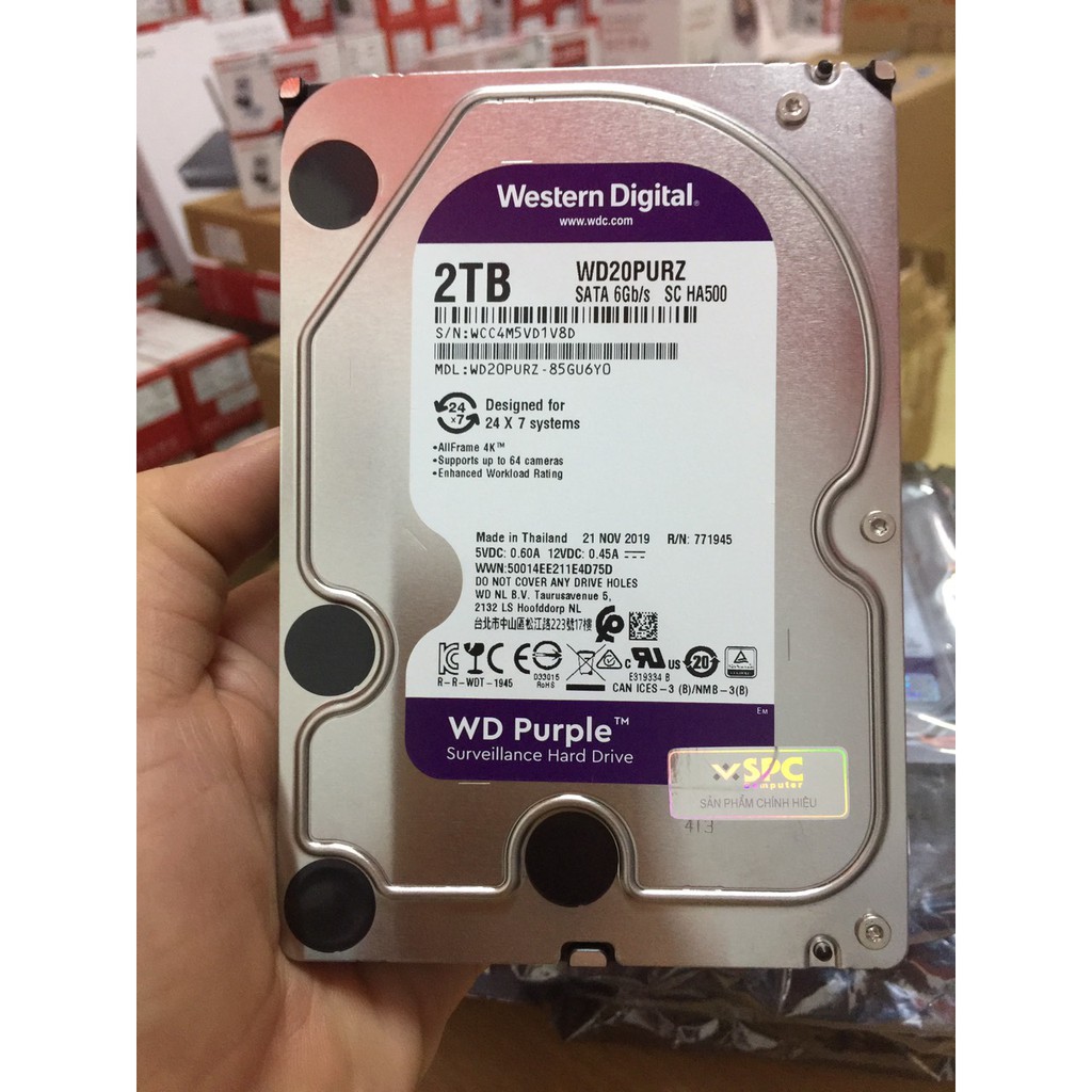 Ổ cứng Western Purple 2TB - WD20PURX - Chính hãng Full VAT