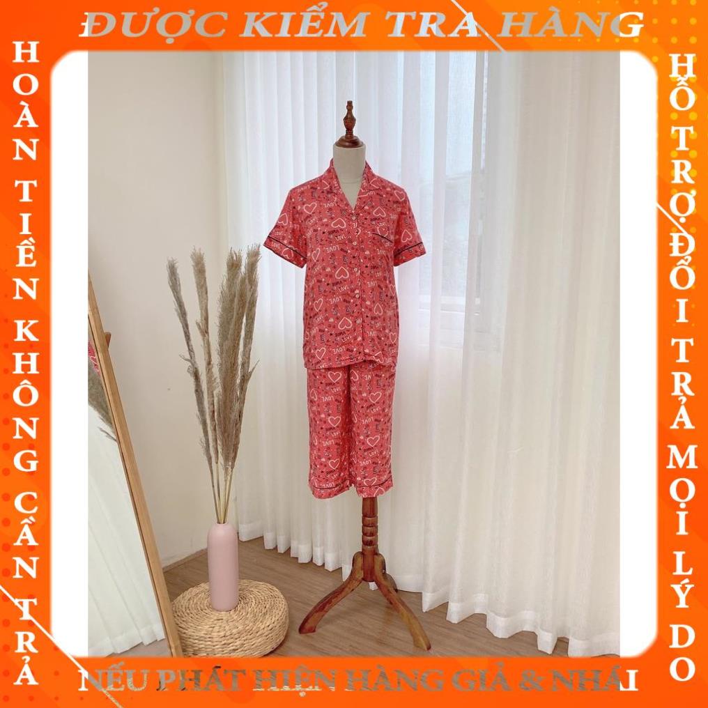 Bộ pyjama lanh nữ quần lửng áo cộc tay VT B06.2116 - Chất lanh mềm, nhẹ, mặc thoải mái qdung
