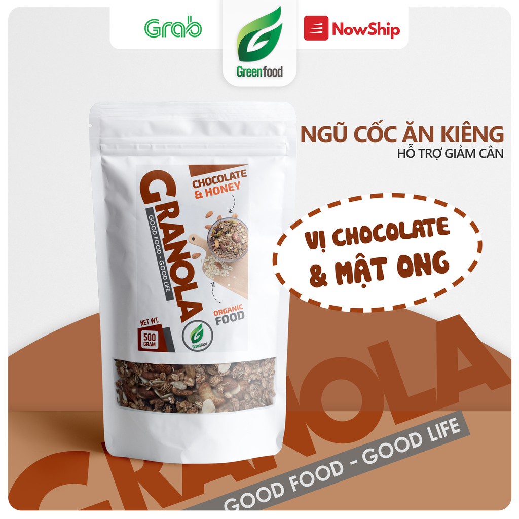 Granola siêu Hạt GreenFood 500G, Ngũ cốc giảm cân, ăn kiêng không đường