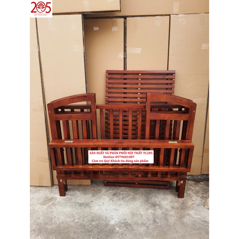 CŨI GỖ THÔNG CÓ THỂ GẤP GỌN 70x110x90cm MÀU MẬT ONG - 205TC Foldable solid wooden baby crib
